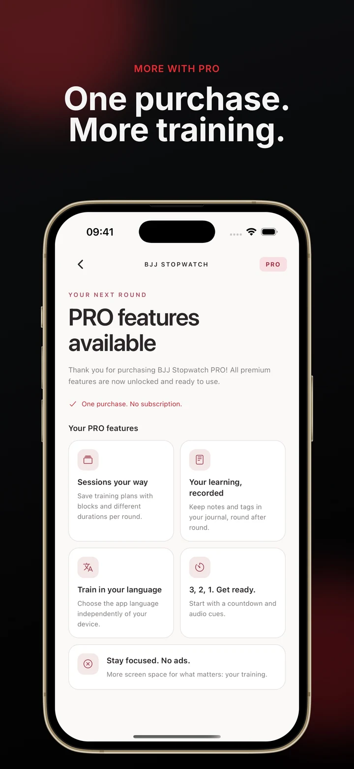 BJJ Stopwatch PRO benefits on iPhone