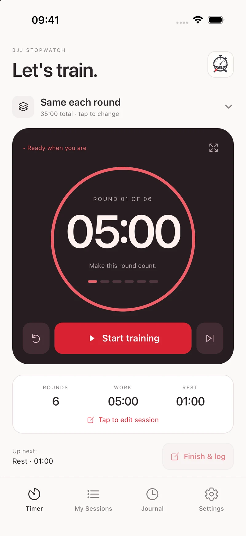 BJJ Stopwatch round timer with the new red controls